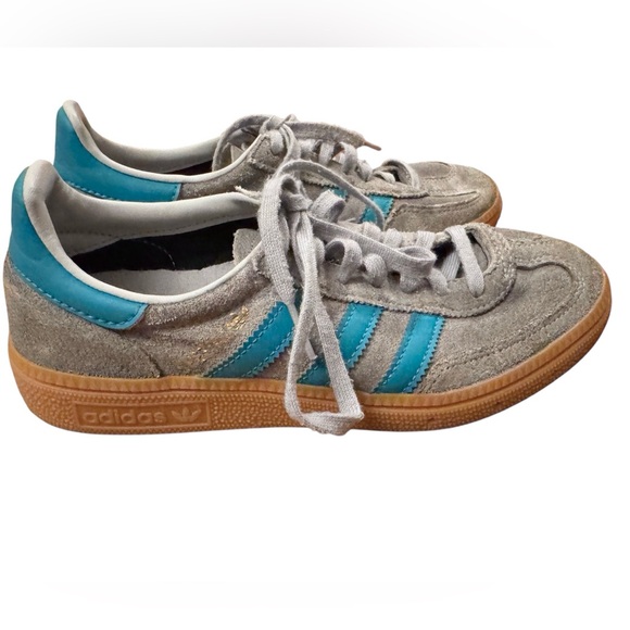 Adidas Handball Skezial Sneakers Kids 3.5Y Retro 70s Sporty Grey Teal Lace Up - Picture 4 of 10